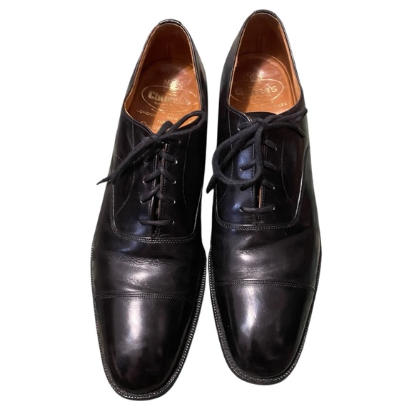 Church’s Black Consul Custom Grade Elegant Oxford Shoes Classic Toe Cap 10‎ AAA